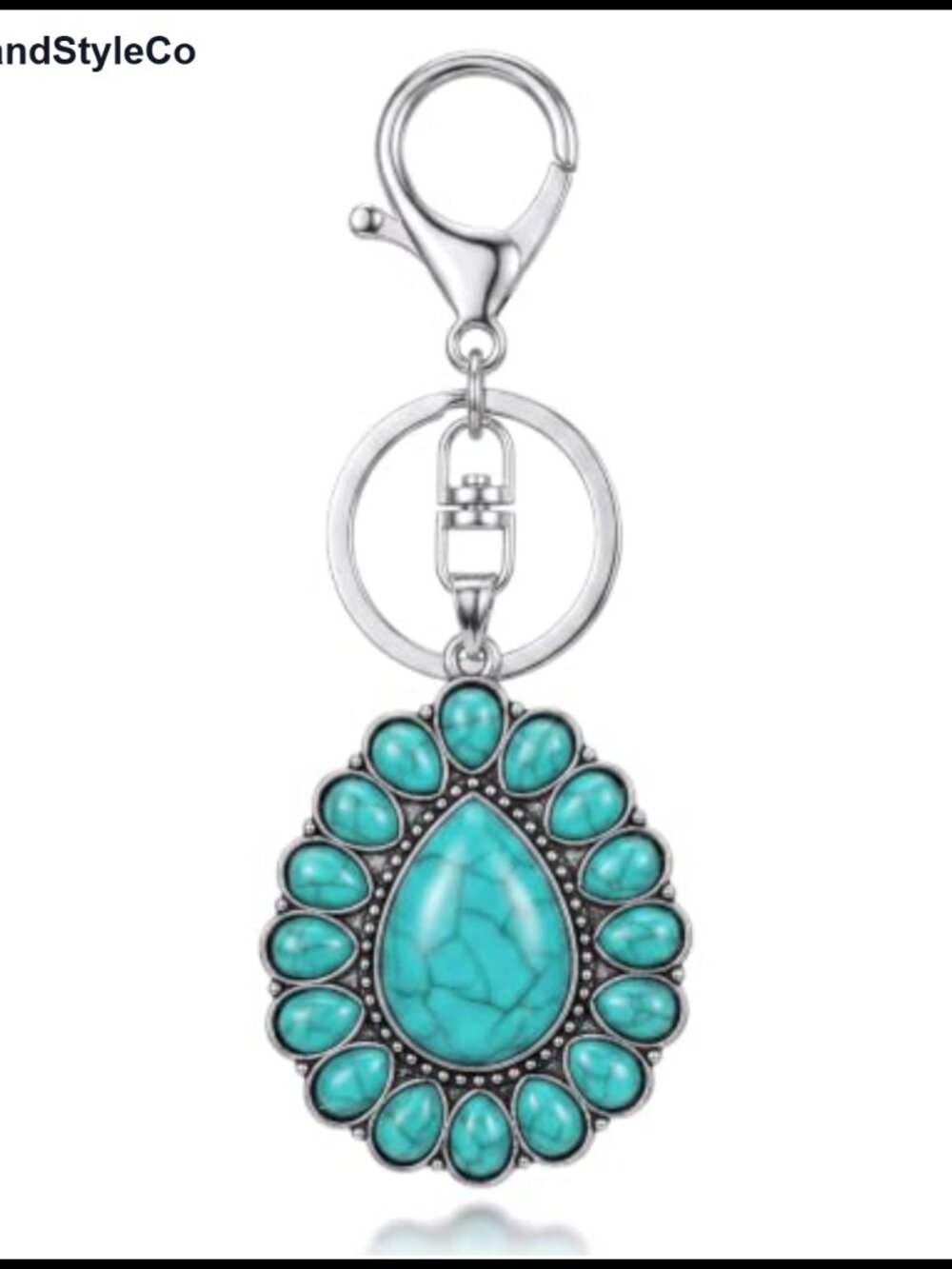 Boho Western Purse Charm Keychain Zinc Alloy Resin Teardrop Bag Charm
